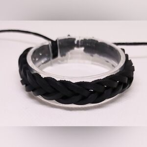 Men's leather bracelet braided black new e18‎